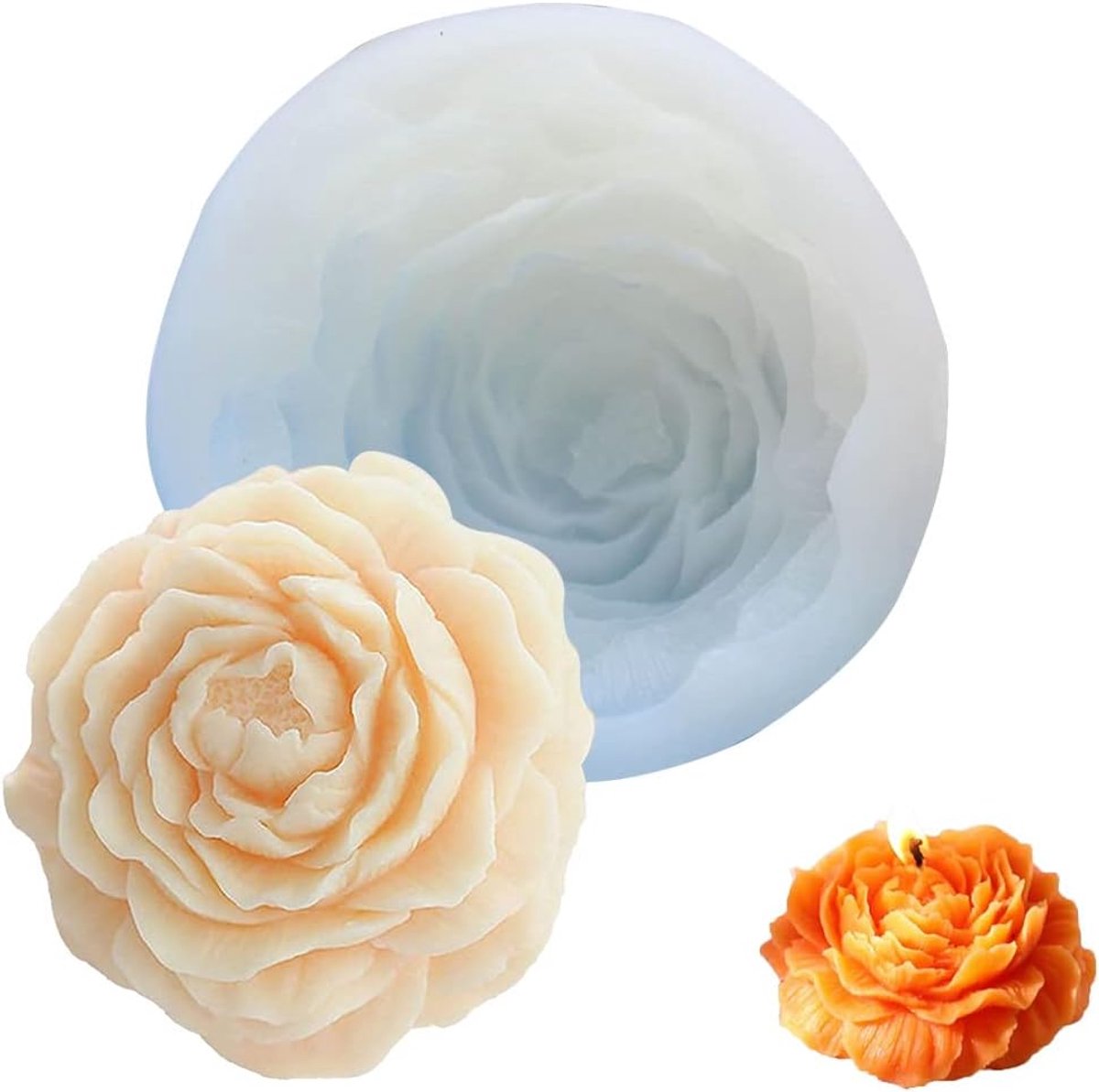 SnelShoppen - Grote Silicone Peony Kaars Molen, Bloem Peony Kaars Gietvorm, Herbruikbare Silicone Kaars Mallen (9.2 * 4.2cm) - Perfect voor Feestjes e
