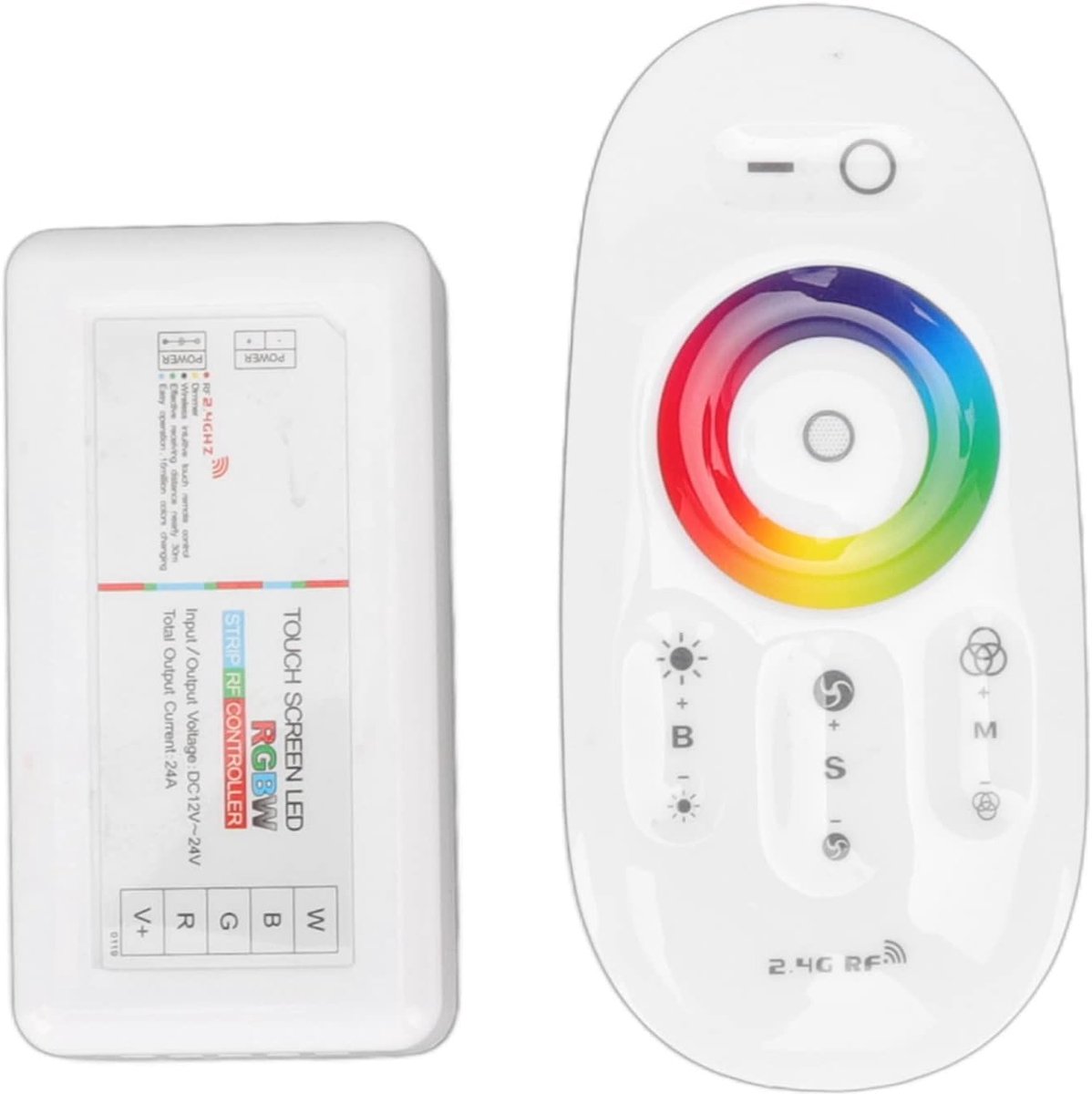 SnelShoppen - 7 Kleur RGBW Controller met Afstandsbediening, Draadloze RF Touch Dimmer voor LED Stripverlichting, DC12 tot 24V, Ideaal voor Feest, Tui