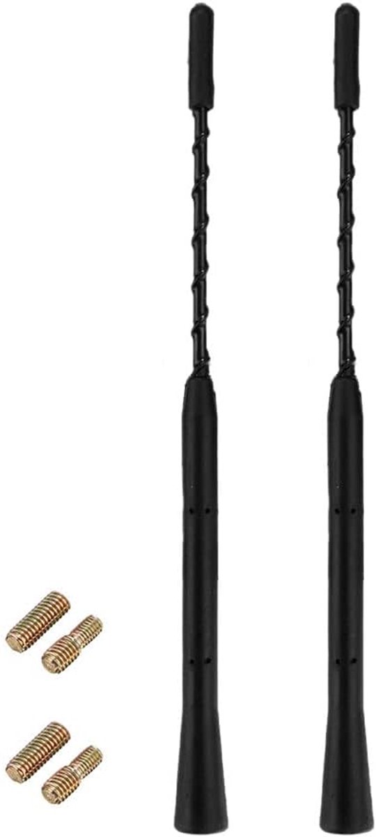 SnelShoppen - 2x 9 inch Universele Auto Antenne, Vervangingsantenne voor FM/AM/DAB, Zwart, Duurzaam en Weerbestendig