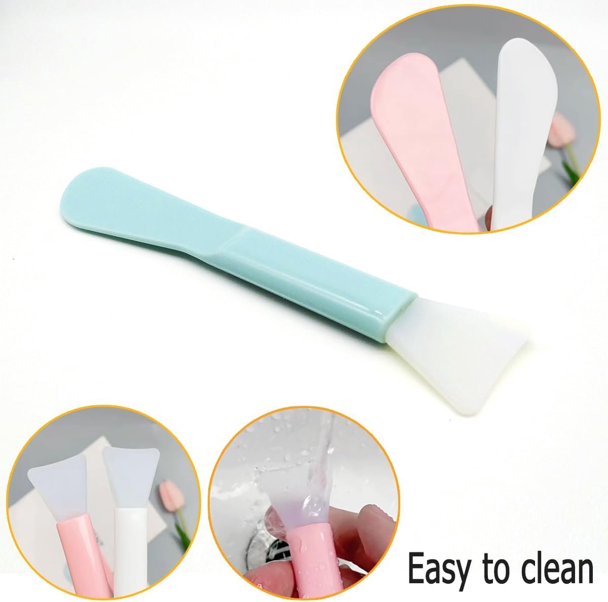 SnelShoppen - Herbruikbare Silicone Cosmeticaspatels - Multifunctionele Schoonheidsborstel voor Crème, Gel, Klei, Make-up Lepel, 2-in-1 Ontwerpset voo