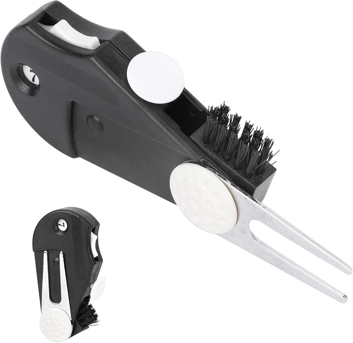 SnelShoppen - Golfs Divot Tool - Multifunctioneel Golfs Bal Marker met Stemvork, Bal Marker, Borstel, Telmeter en Ceintuclip - Perfect voor Golfspelle