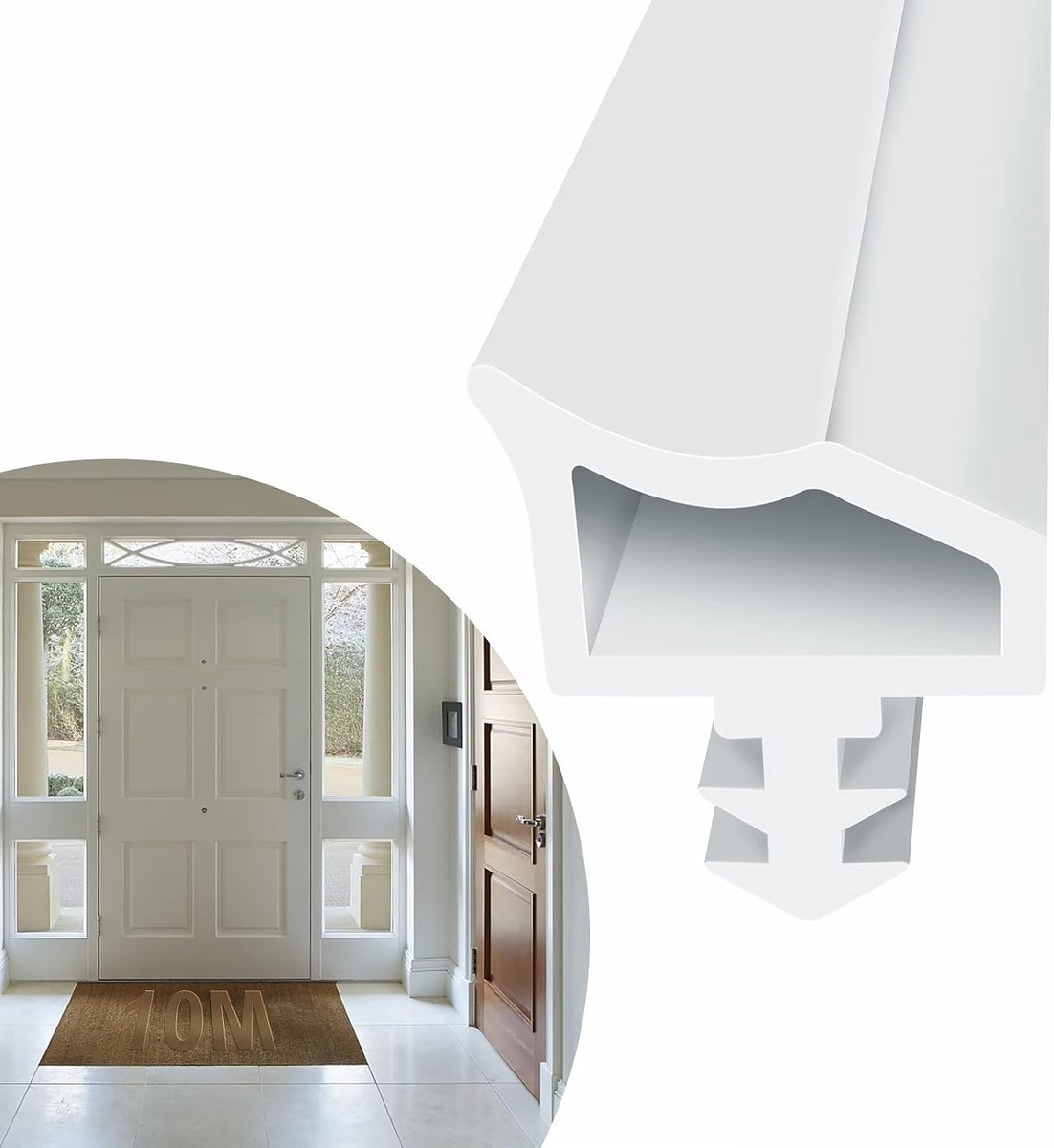 SnelShoppen - Deurafdichting, Wit, 10 Meter, Perfect voor Houten Deuren, Geluidsisolatie en Schokabsorptie, Deur Seal voor Thuisgebruik