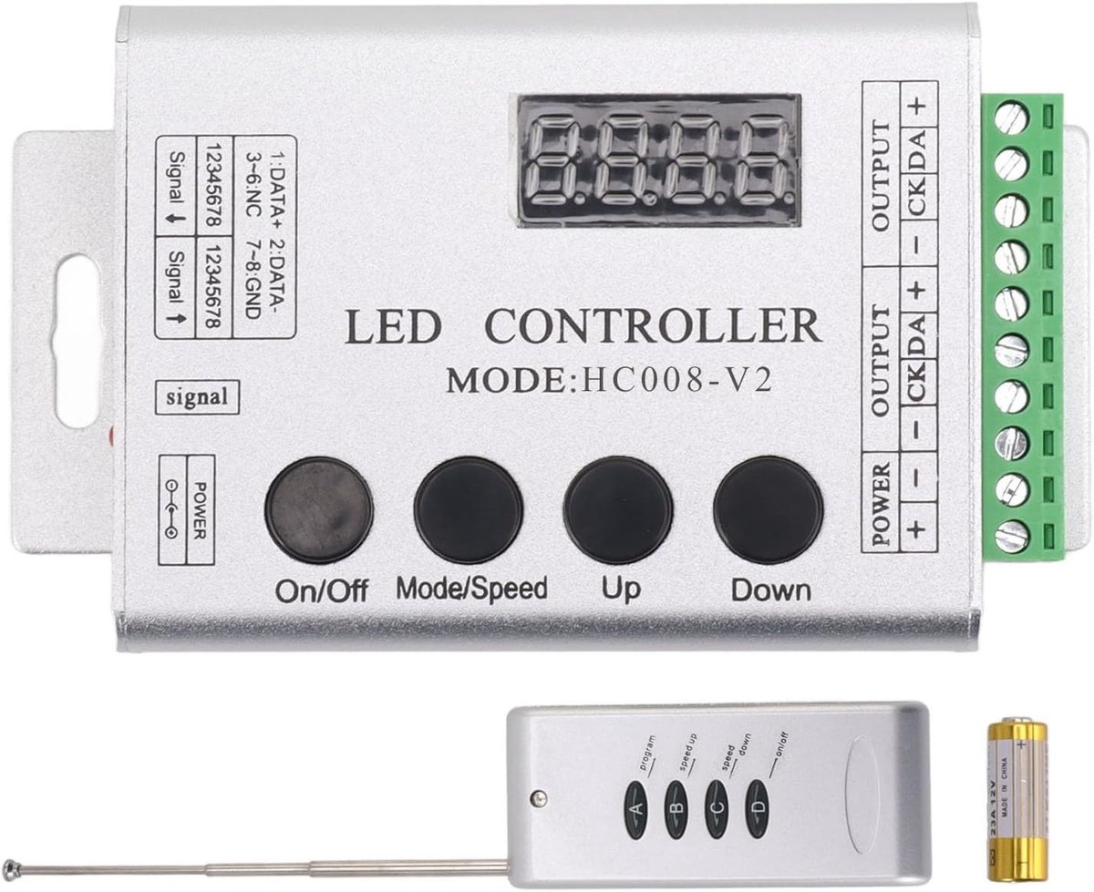 SnelShoppen - LED RGB Controller voor LED Strip Verlichting, 5V-24V, 133 Effect Modi, RF Afstandsbediening, SPI Compatibel, ABS Materiaal