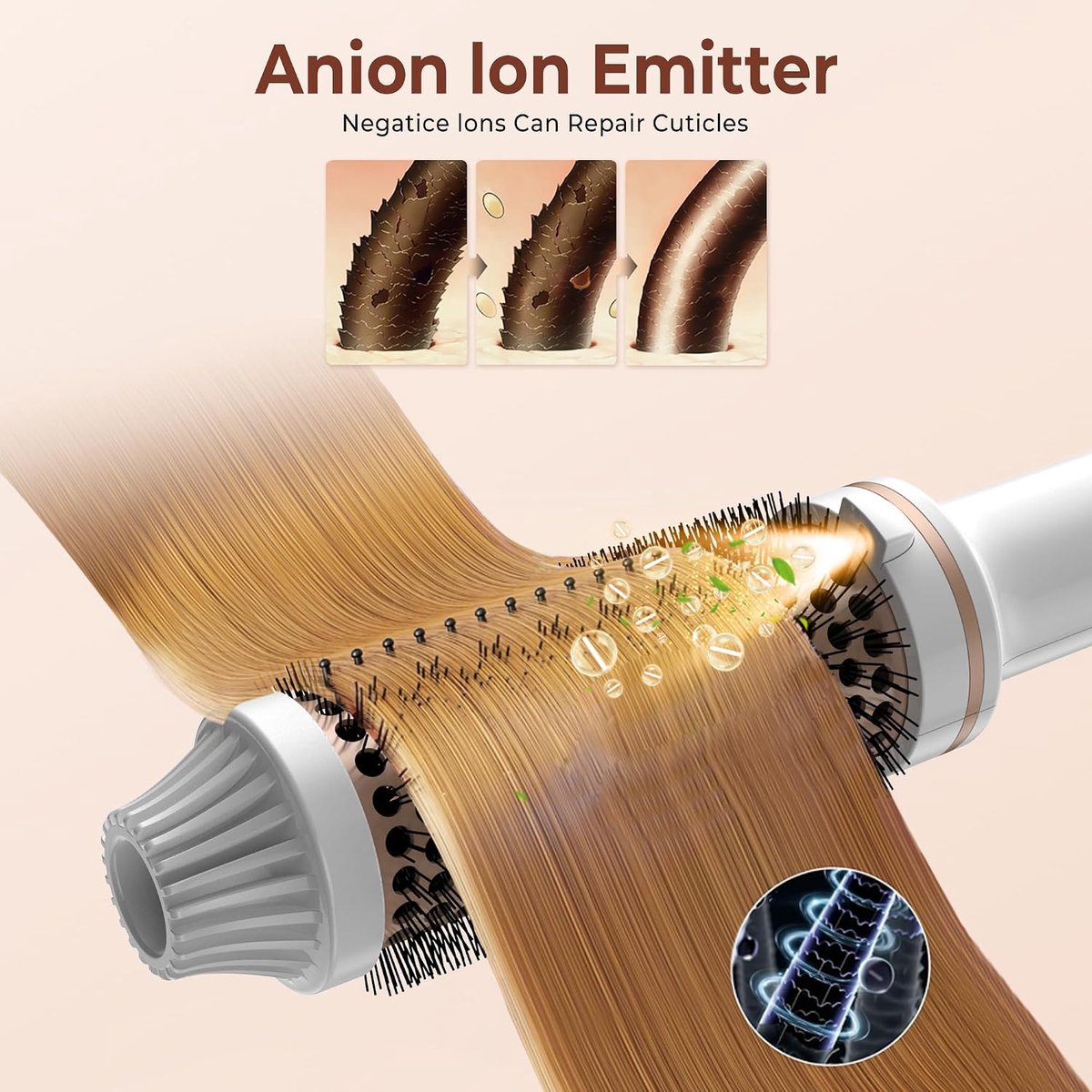 Thermische Borstel - 3-in-1 Styler - Haar Volume Creëren - Ionentechnologie - 38 mm - Zwart