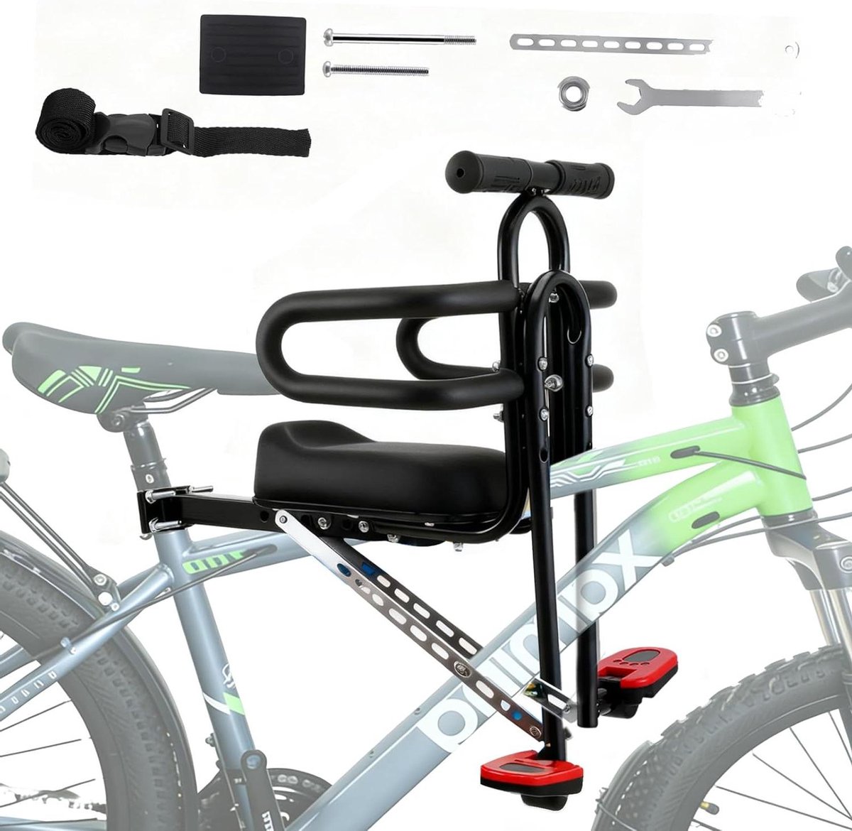 Kinderfietszitje Voor - Fietsstoel Kind - Familie Uitjes - Universeel Compatibel - 1-5 Jaar - Zwart