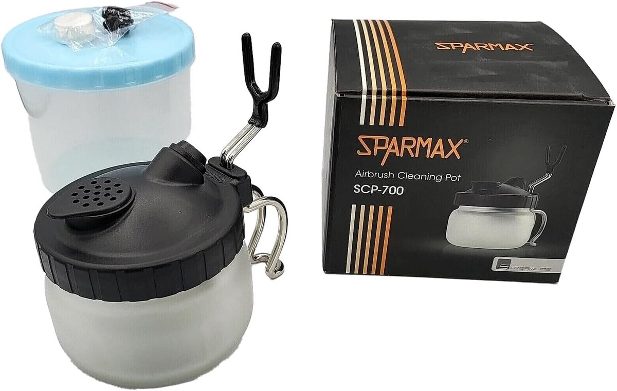 SnelShoppen - Sparmax SCP700 Schoonmaakstation voor Airbrush, 700ml, Perfect voor Airbrushen, Schilderen, Creatief Gebruik, Inclusief Beschermende Hou