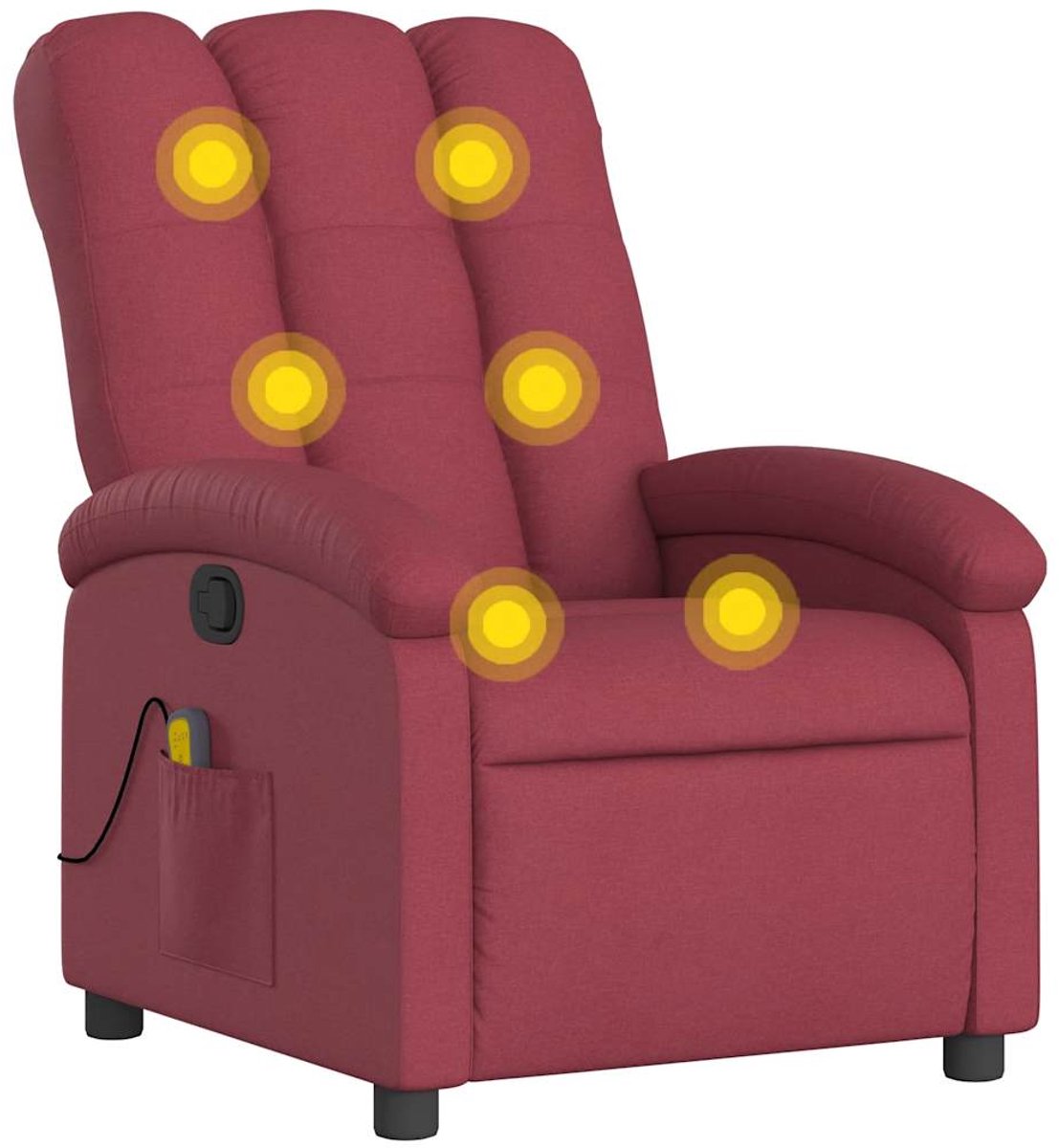 vidaXL Massagestoel - in - wijnrode - stof Wijnrood