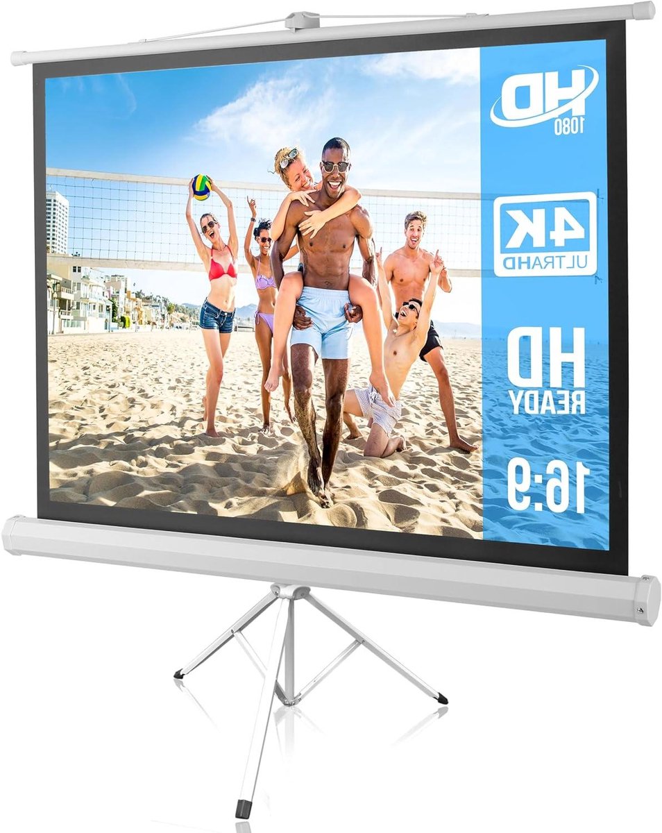 Projectiescherm met Statief - Mobiel Scherm - Films en Presentaties - Uittrekbaar Matte Doek - 50 inch - Wit