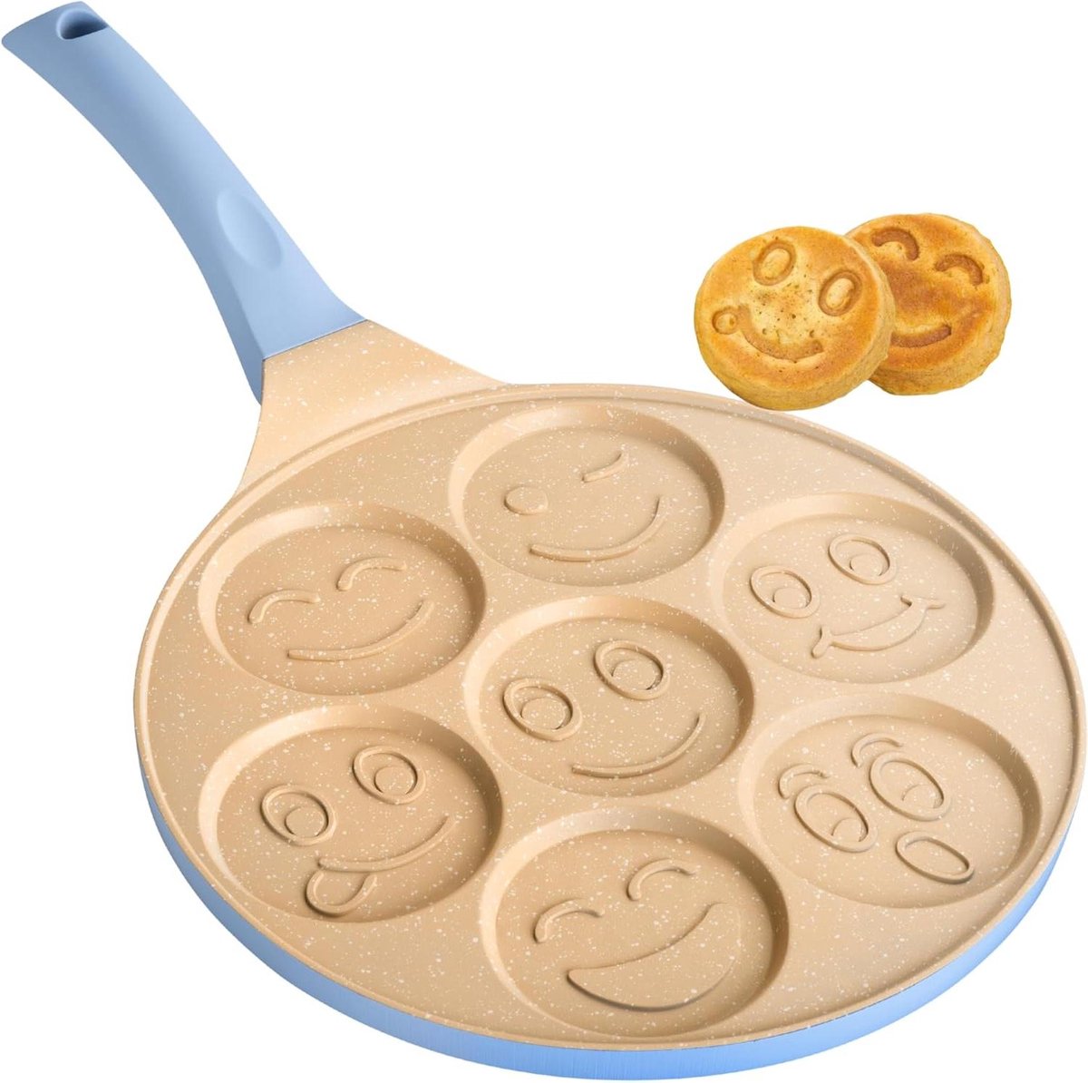 Pannenkoekenpan - Crêpepan - Leuk Koken - 7 Pannenkoekjes Tegelijk - 26 cm - Blauw