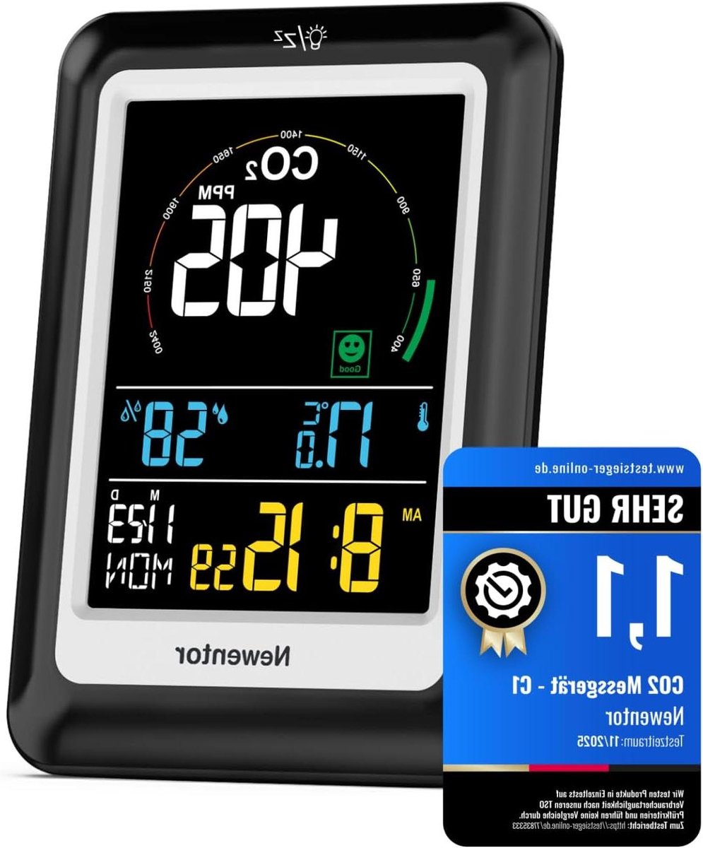 CO2 Meter - Luchtkwaliteit Sensor - Binnenklimaat Bewaken - Ventilatie Advies - 6000ppm - Grijs