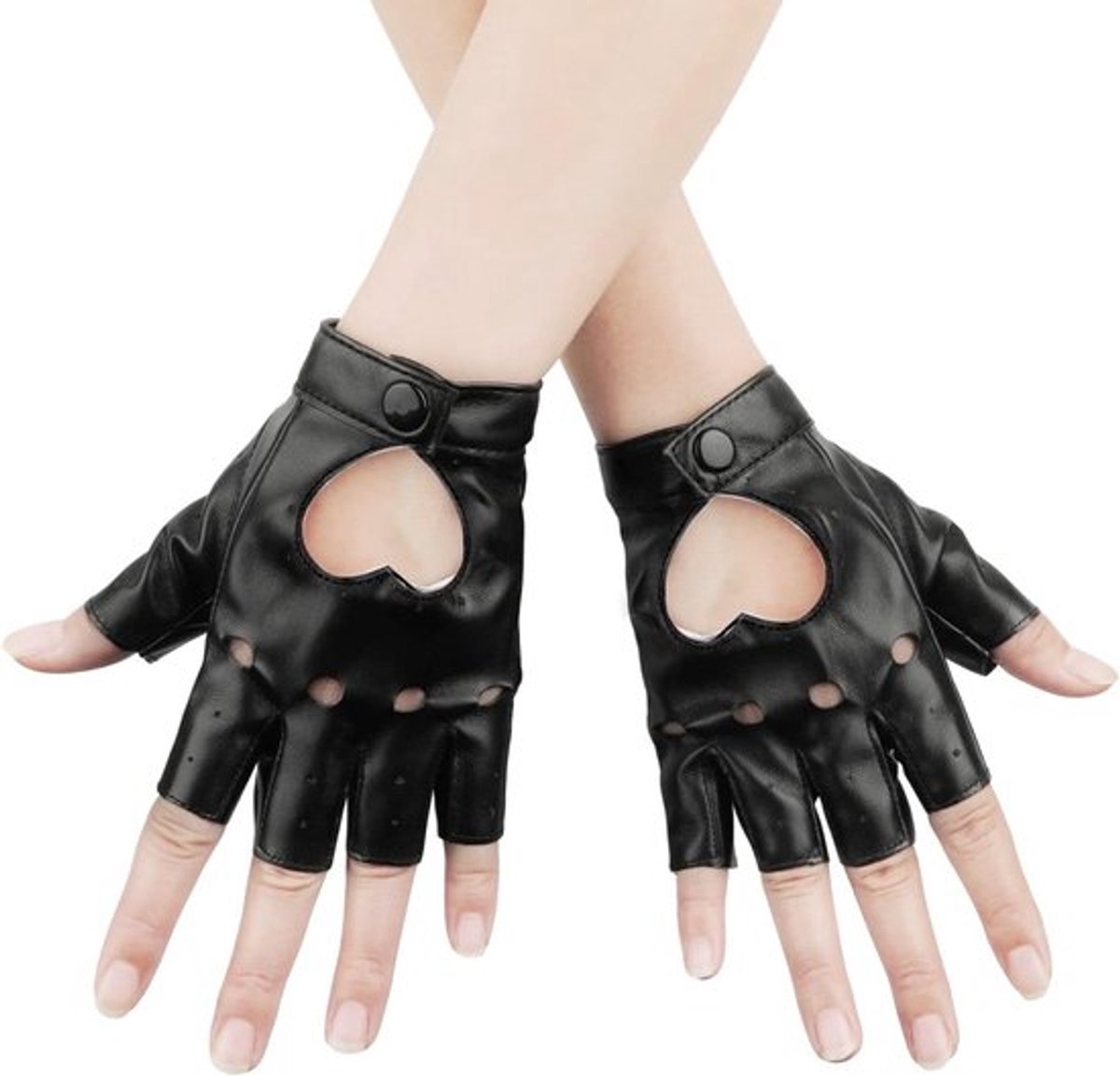 Halloween Vingerloze Leren Handschoenen voor Dames, Ademend en Comfortabel voor Feestelijke Avonden en Danspartijen (Zwart)
