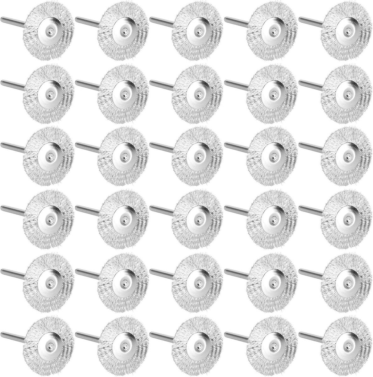 Set van 30 Stalen Draadborstels - Mini Wielen voor Polijsten, Schoonmaken van Roest, Corrosie en Verf