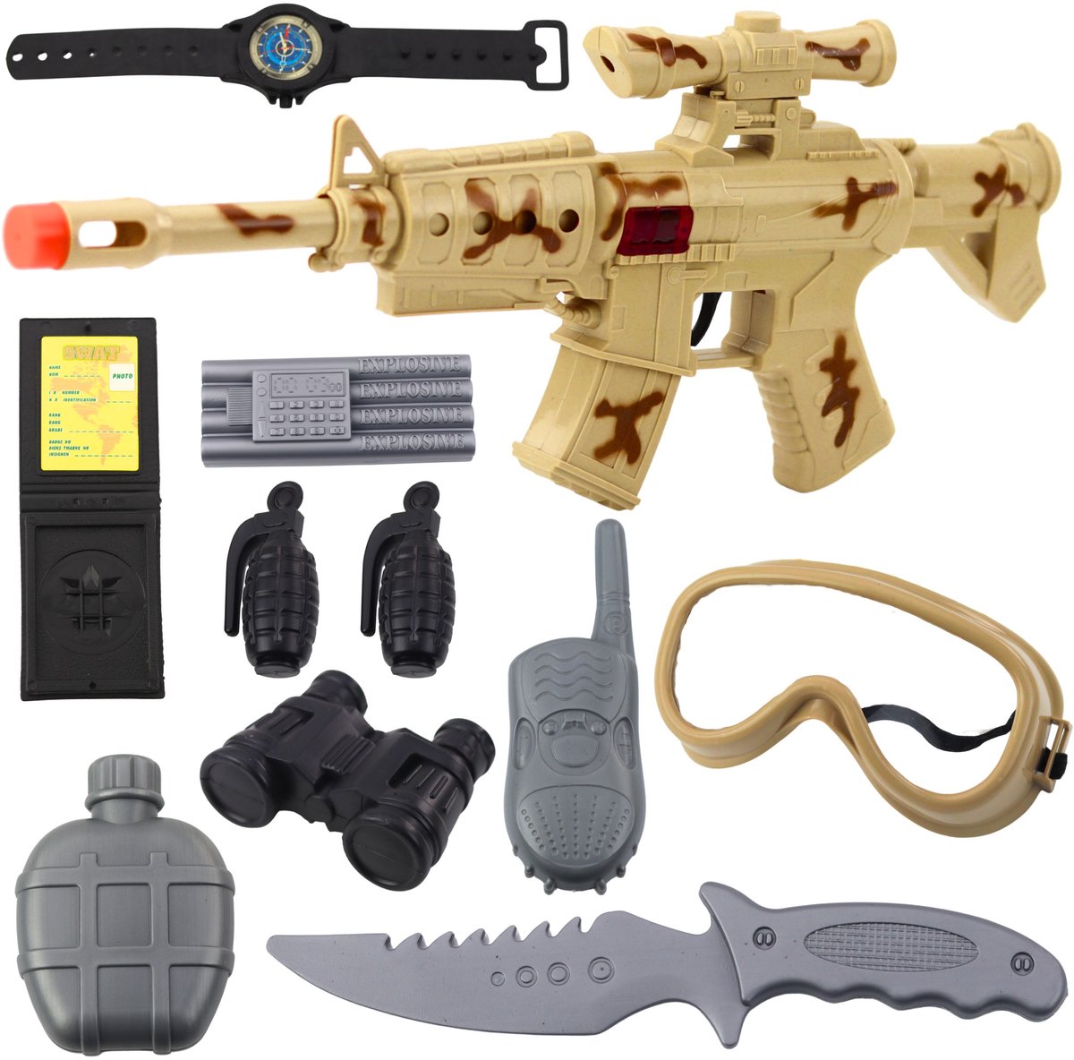 Militaire geweerset met geweeraccessoires Shot Sound Sand