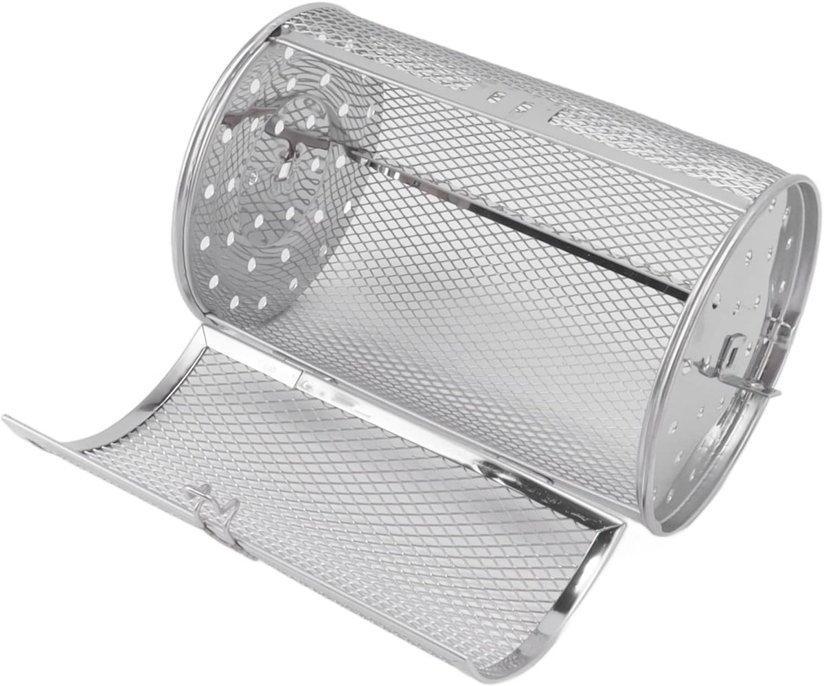 SnelShoppen - Rolling Grill Baskets voor Buiten Grillen, Ronde RVS Grillmand voor Groenten, Vis en Vlees, BBQ Grillnet voor Camping en Tuin, Roestvrij