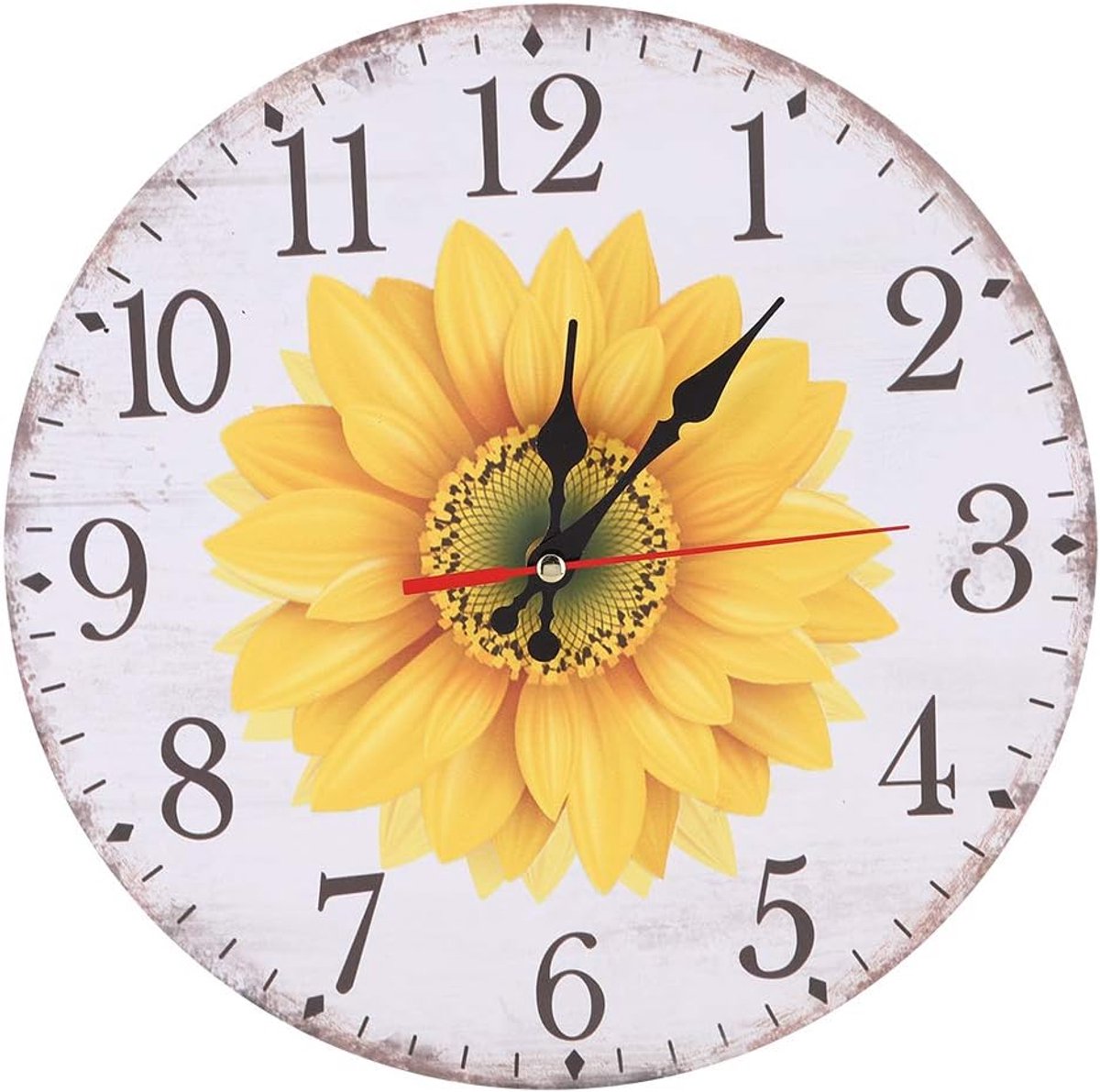 SnelShoppen - Elegante Zonnebloem Patroon Wandklok 30 Cm, Stevige Muorklok, Geschikt voor Thuisdecoratie, Grote Display en Duidelijke Lezing, Inclusie