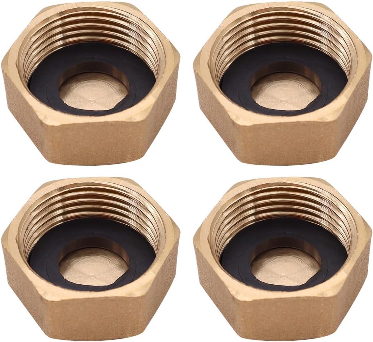 SnelShoppen - 4 Stuks Messing Afsluitkap 3/4 Inch Vrouwelijk Dichting Cap met Wasringen voor Wasmachine Radiator Kraan Taps