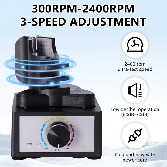 Vortex mixer - Turboshaker menger - Vloeistoffen mengen - Instelbare snelheid - 10-100 ml - Zwart — afbeelding 4