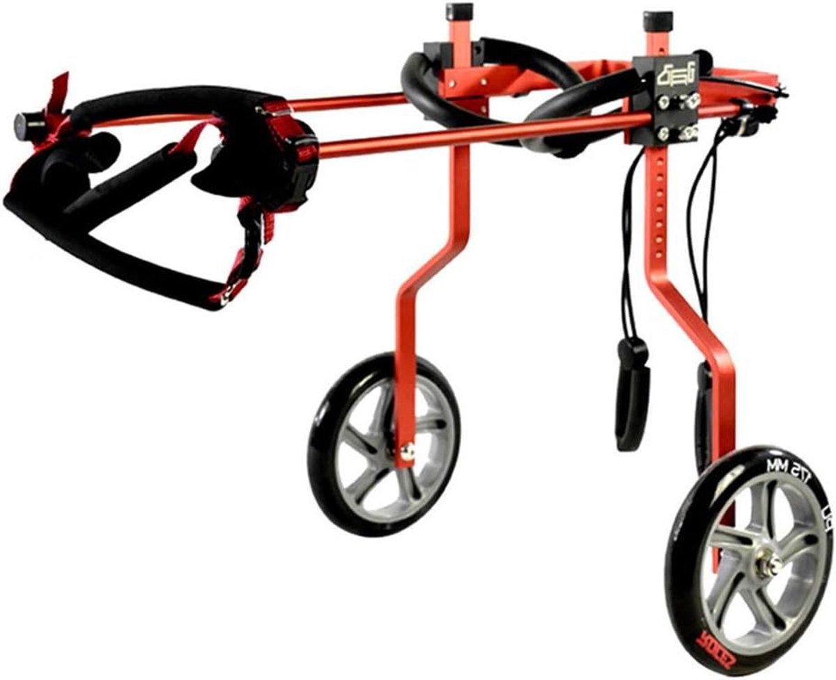 Hondenrolstoel - Hondenkar Hulpstuk - Mobiliteit Verbeteren - Verstelbare Hoogte Lengte - 20-35 kg - Rood