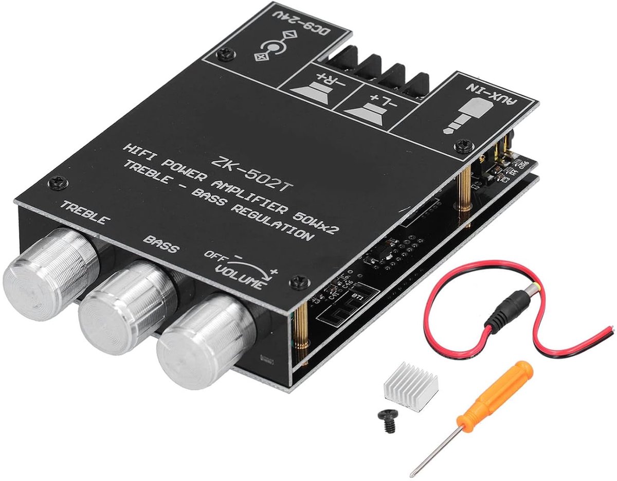 SnelShoppen - Dual Channel Versterker Bluetooth Stereo AMP Module met Treble en Bass Controle voor Feesten, Camping, Tuin en Keuken