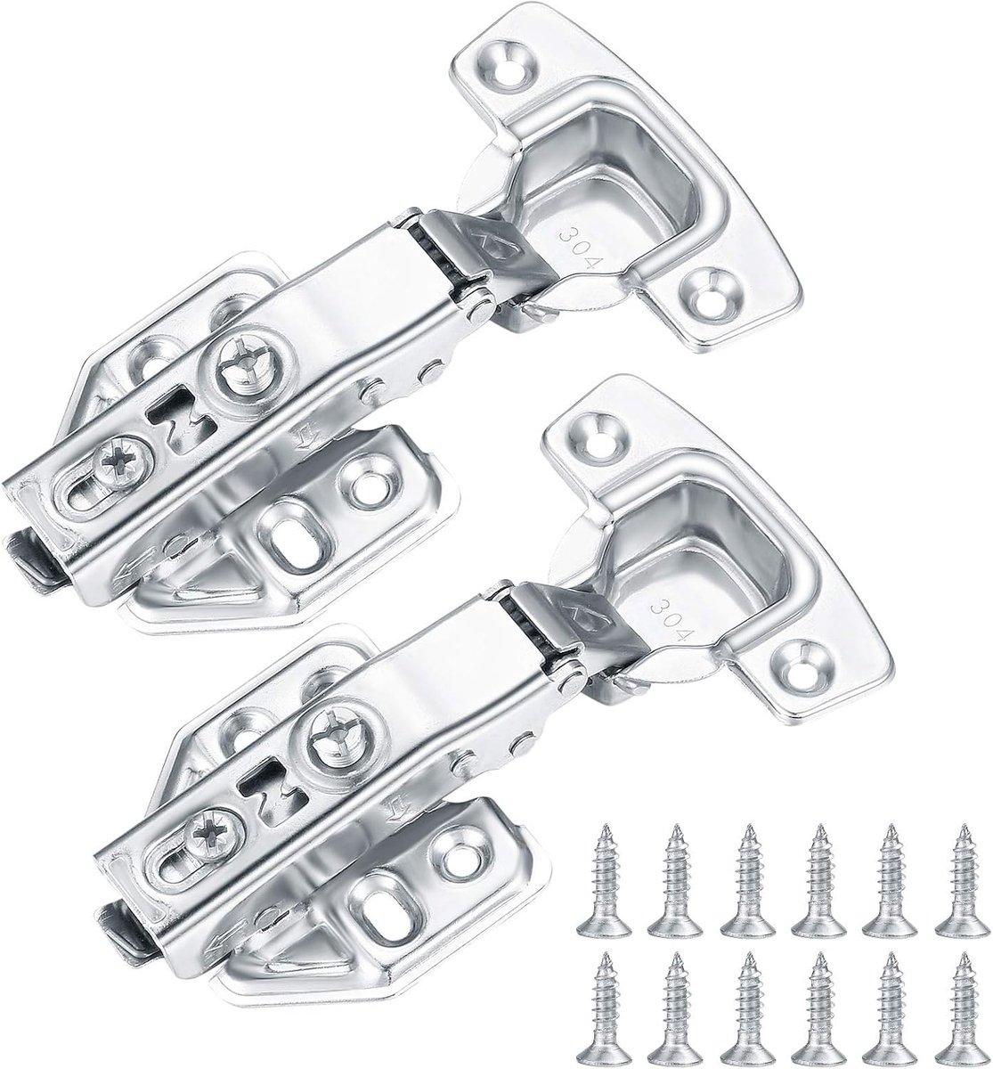 SnelShoppen - 2 x Soft-Close Deurhengsels voor Keukenkasten - RVS, Geluidsarm, Met Schroeven, Voor Keuken, Kasten, Duurzaam, Schokabsorberend