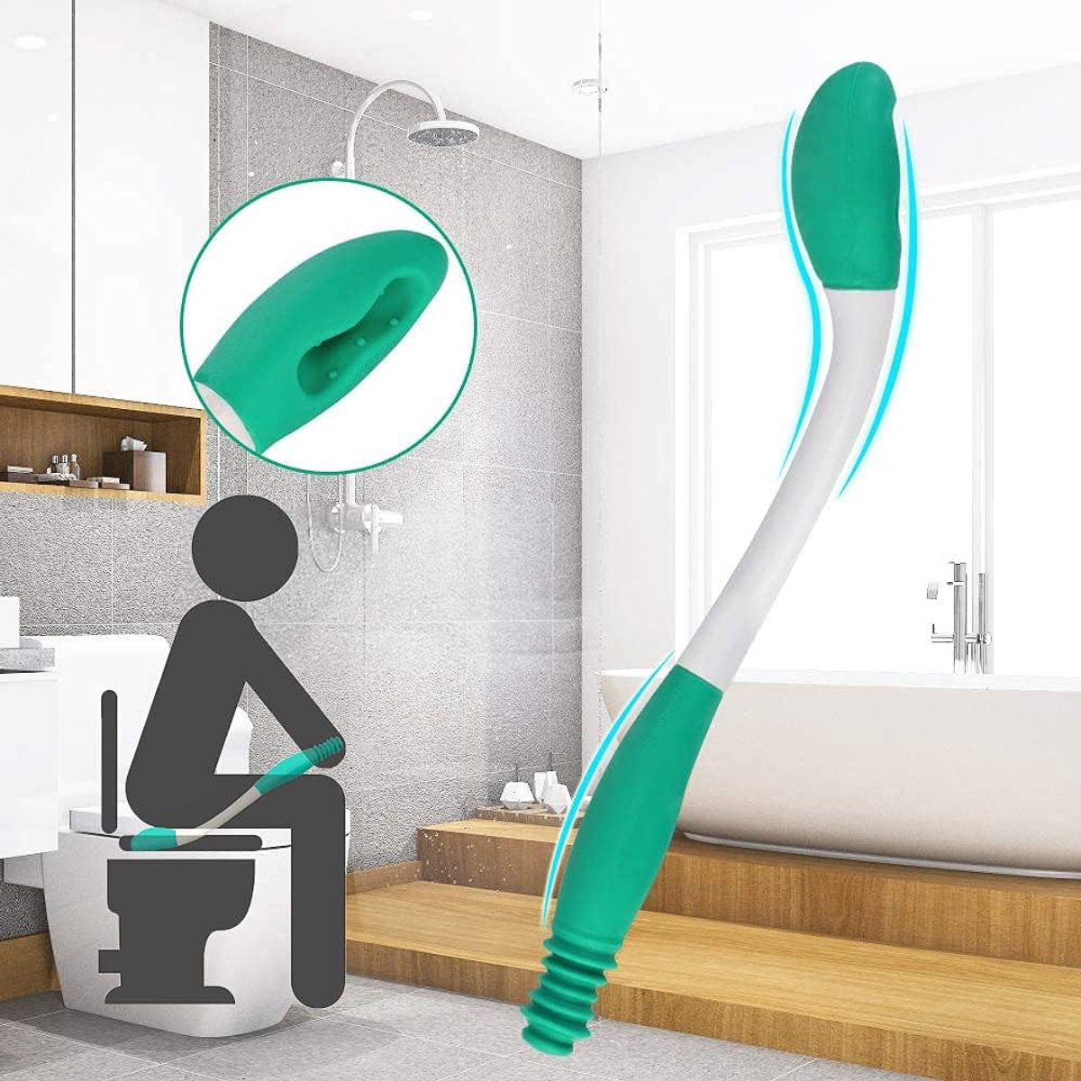 Toilet hulpmiddelen onderwisser - handvat met comfort grip - zelf hulp bij afvegen - eenvoudig in gebruik - ShopVlot