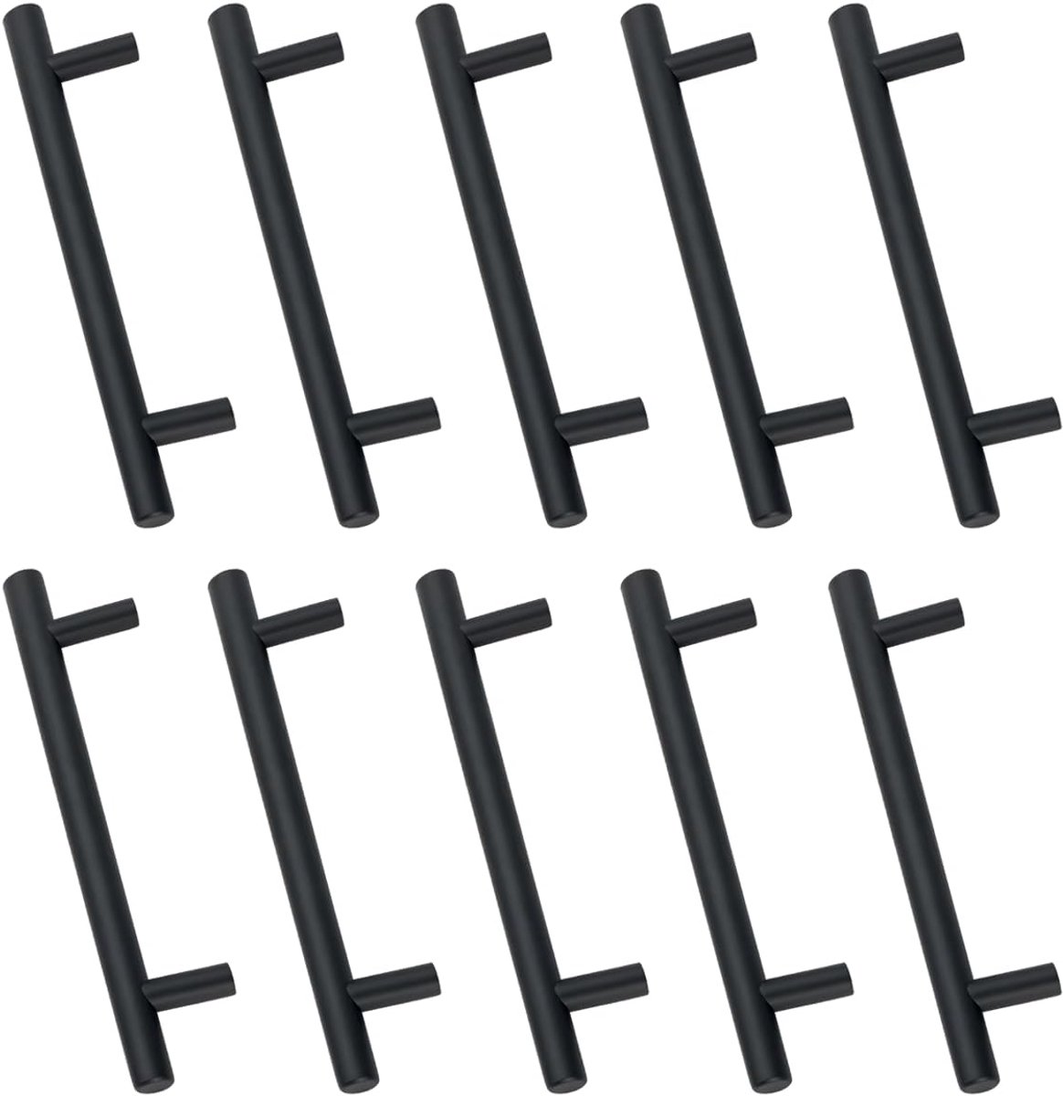 SnelShoppen - 10 stuks Deurgreep RVS Zwart 160mm Gaten voor Keuken Kasten en Laden Handgreep met Schroeven - Duurzaam en Corrosiebestendig