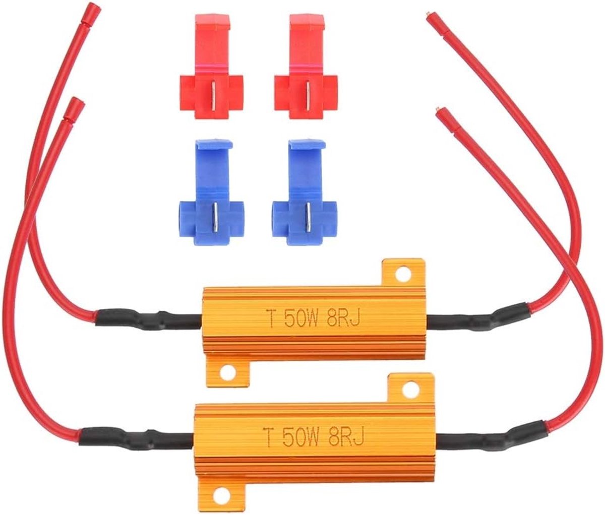 SnelShoppen - 2 Stuks 50W 8 Ohm LED Load Weerstand Power Weerstand Decoder voor LED Flitslicht LED Kentekenplaat Verlichting