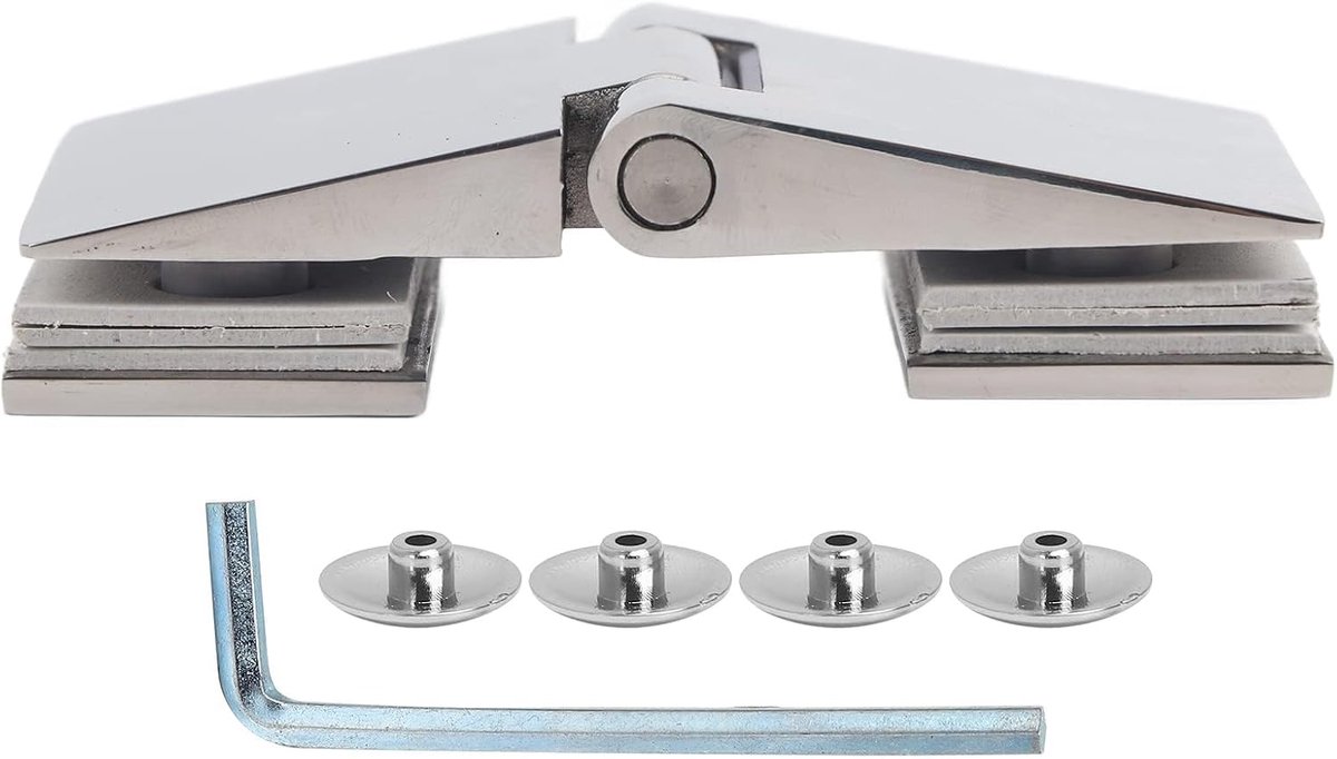 SnelShoppen - Glass Door Hinge, Beveled Dubbelzijdige Douchedeur Scharnieren RVS, Zware Kwaliteit Glasdeur Kast Deur Klem Vervangingsonderdelen voor 8