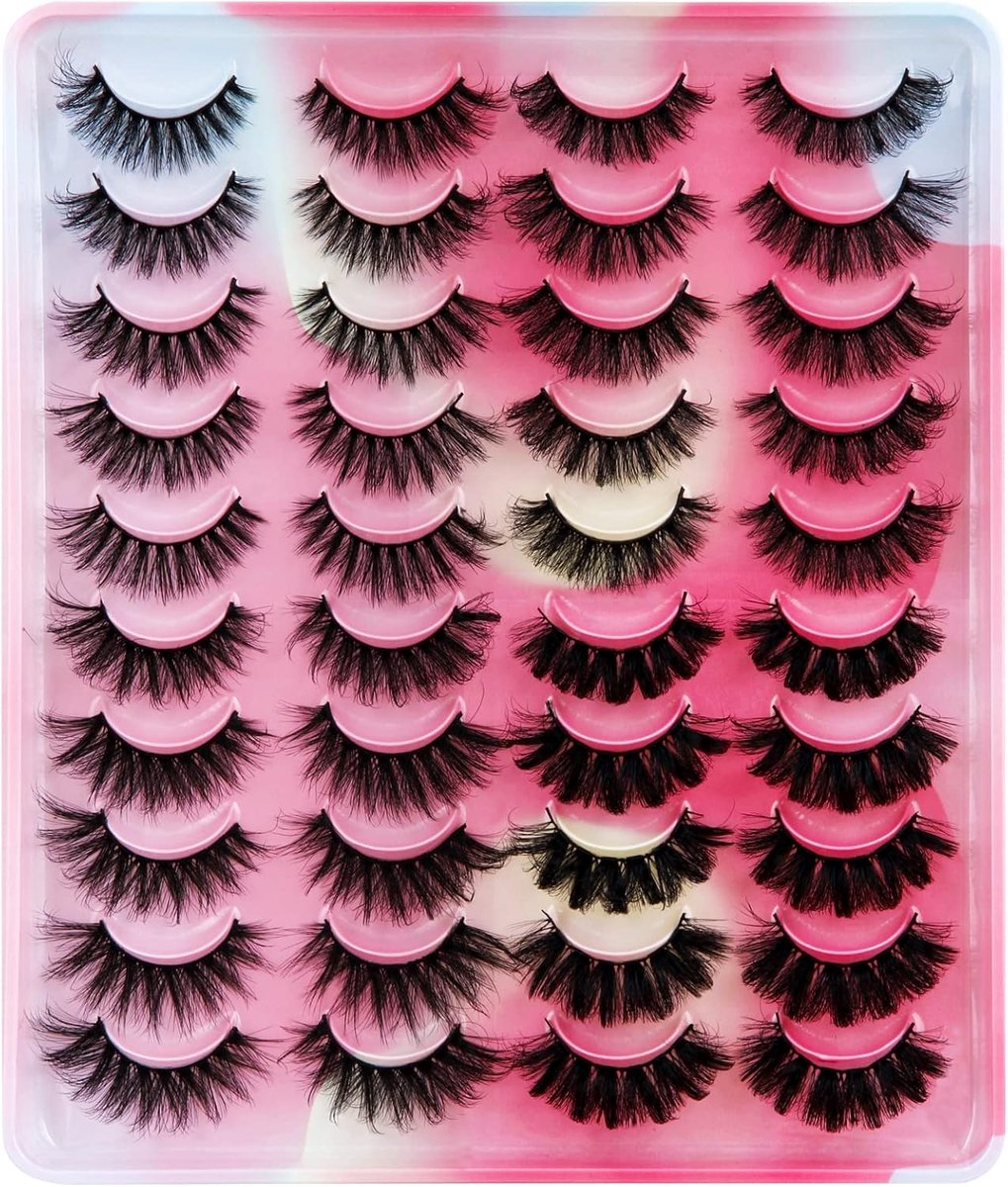 SnelShoppen - Valse Wimpers, 20 Pairs, 6D Kunstwimpers, Herbruikbare Natuurlijke Wimpers (4 Stijlen) | Dikke Valse Wimpers, Dramatische Fluffy, Natuur