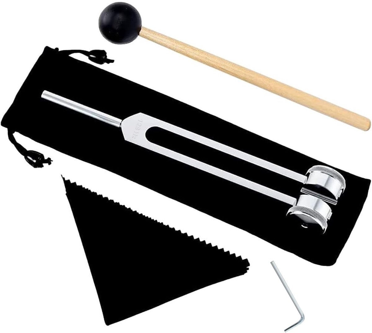 128Hz aluminiumlegering stemvork - nauwkeurige frequentierespons - silicone hamer - zilver