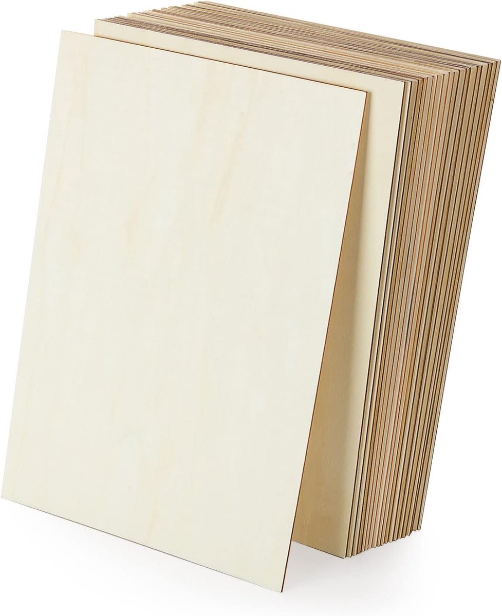 Houten panelen 300 x 200 mm - Onbehandeld lindenhout - 24 stuks - Ideaal voor knutselen - ShopVlot