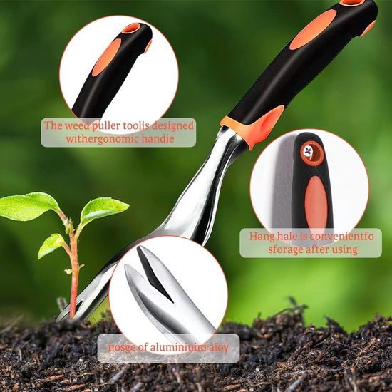 Tuinschep - tuinvork - wortelsnijder - tuingereedschap - draagbaar, handgemaakt metalen tuingereedschap, duurzaam en stevig, met een ergonomische handgreep voor eenvoudig gebruik in de tuin. van Merkloos	 — afbeelding 2