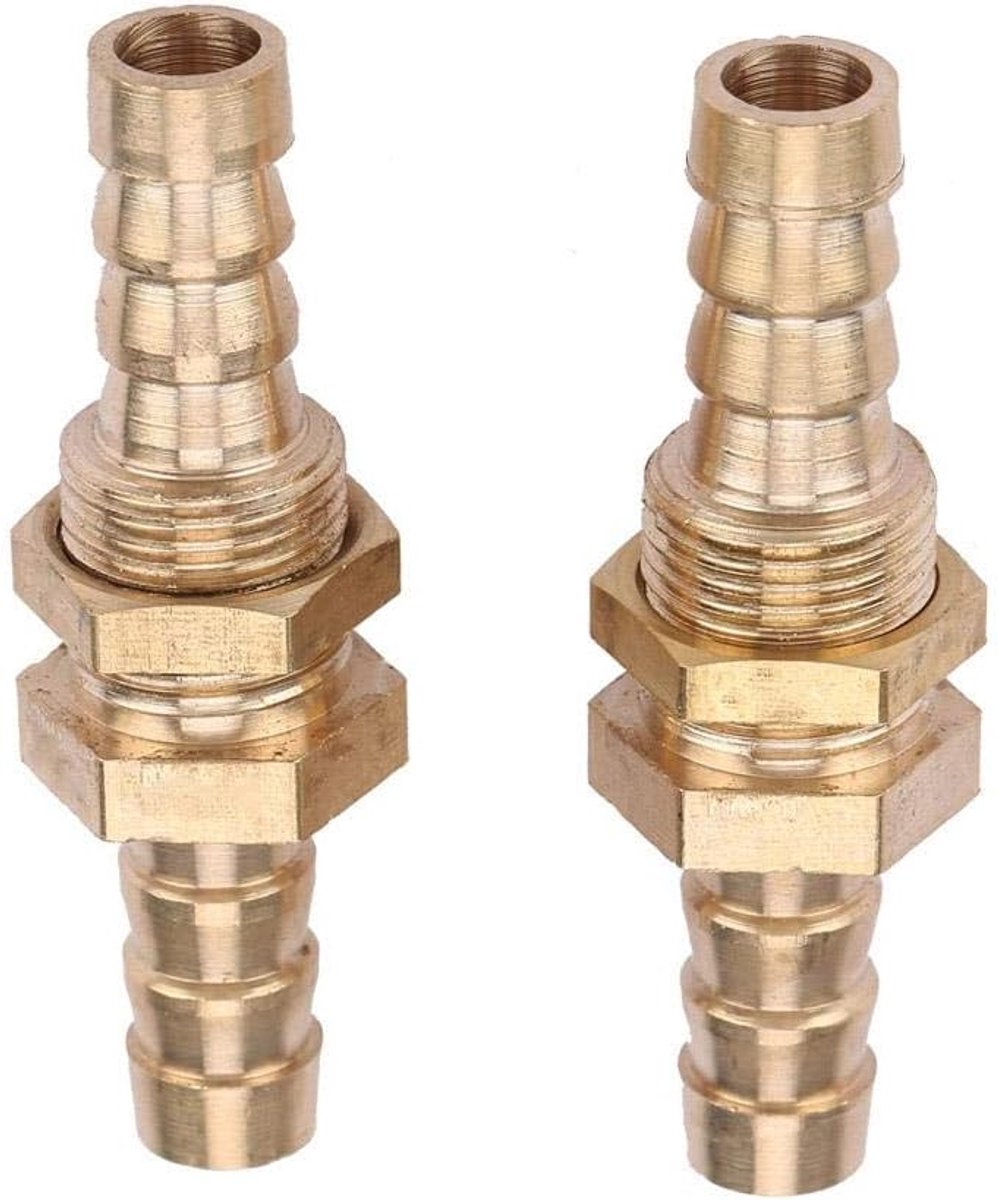 SnelShoppen - Adapter voor koppeling bulkhead schroefverbinding 2 stuks, messing, 6 mm, perfect voor tuin, keuken, en hobbyprojecten