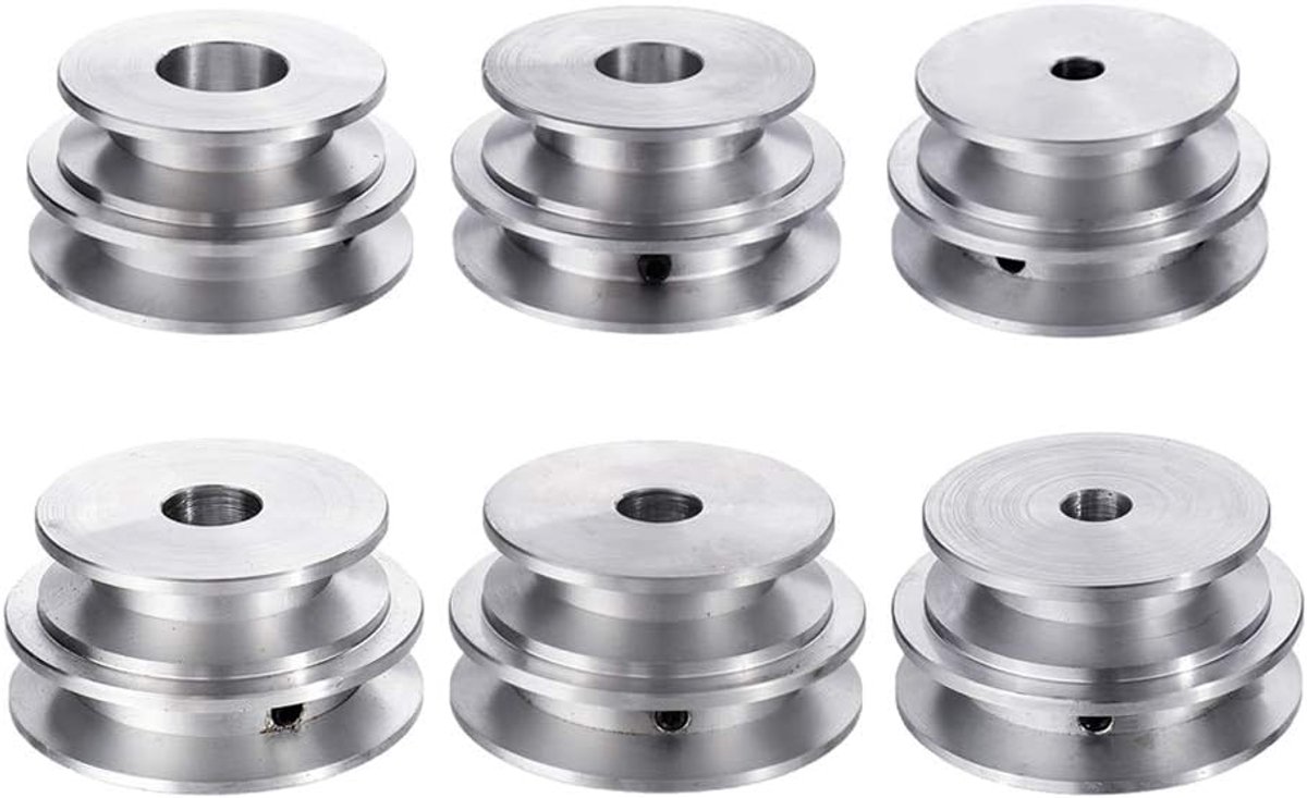 SnelShoppen - Dubbele Groef Aluminium Katrol 60mm en 50mm Vaste Bore Katrol 8-20mm Voor Assen Riem Motor 10mm-10mm