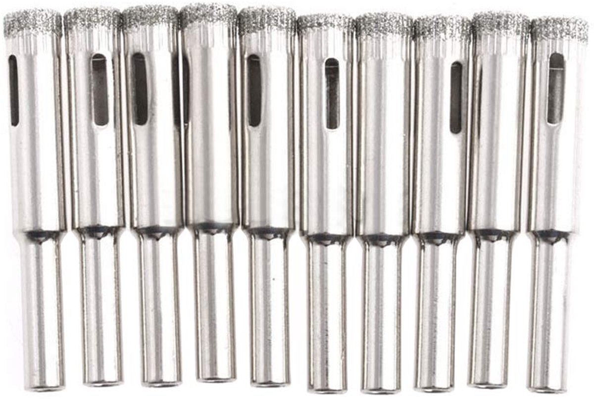 SnelShoppen - Diamantboor Set 10 Stuks 10mm Diamant Zaag Boormachine Voor Glas, Tegel, Keramiek en Marmer - Duurzaam en Precisie Boor