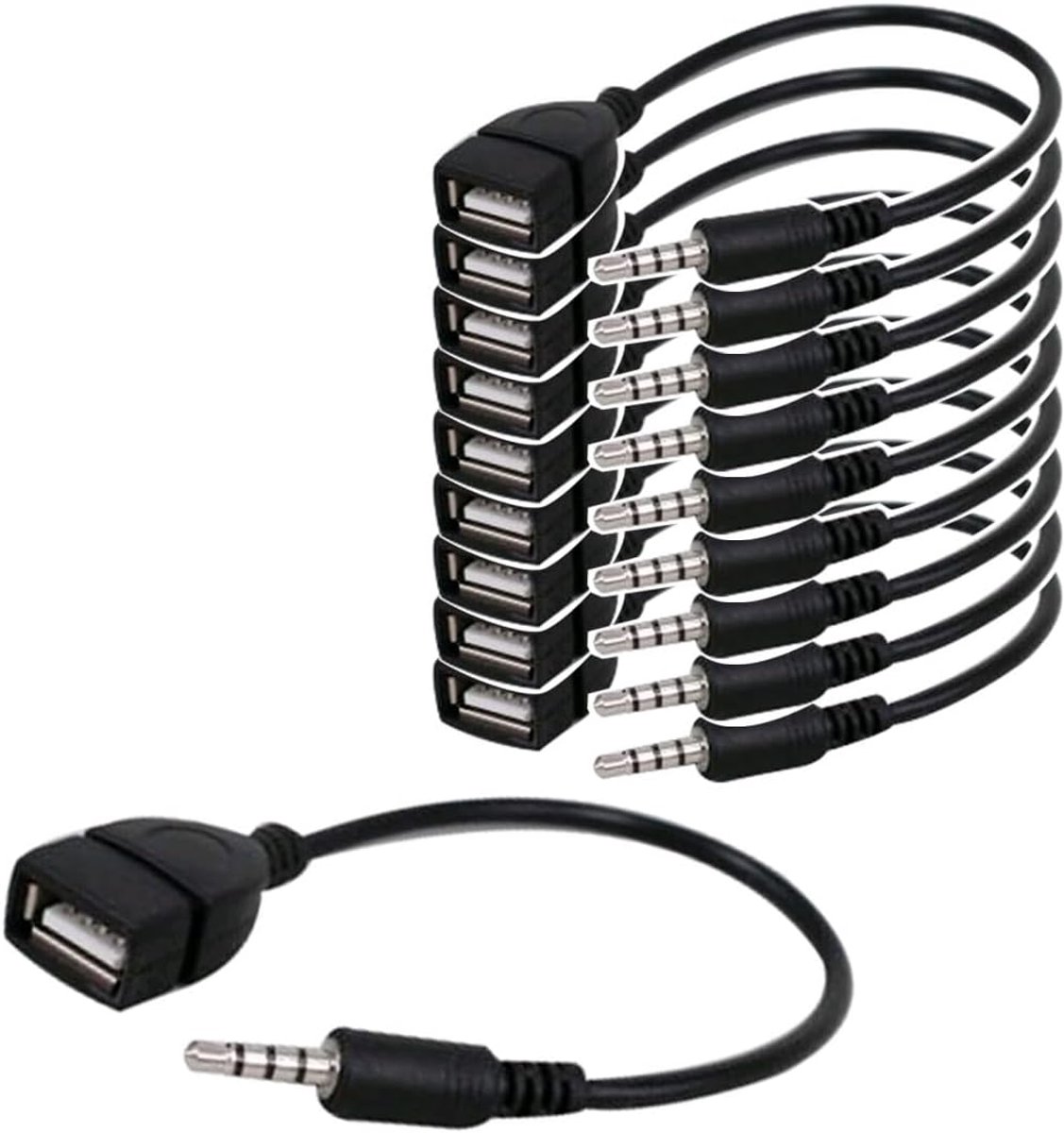 SnelShoppen - 3.5mm Male AUX Audio Jack Plug naar USB 2.0A Vrouwelijke Jack OTG Converter Kabel voor Auto AUX Poort - Plug & Play