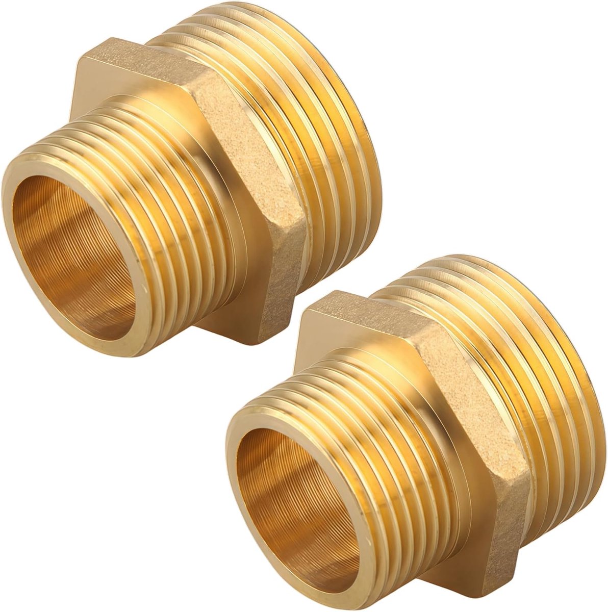 SnelShoppen - Reducer Nipple 1 inch x 3/4 inch AG Messing - 2 Stuks Dubbele Nippels Verminderd - Voor Waterleiding en Sanitair