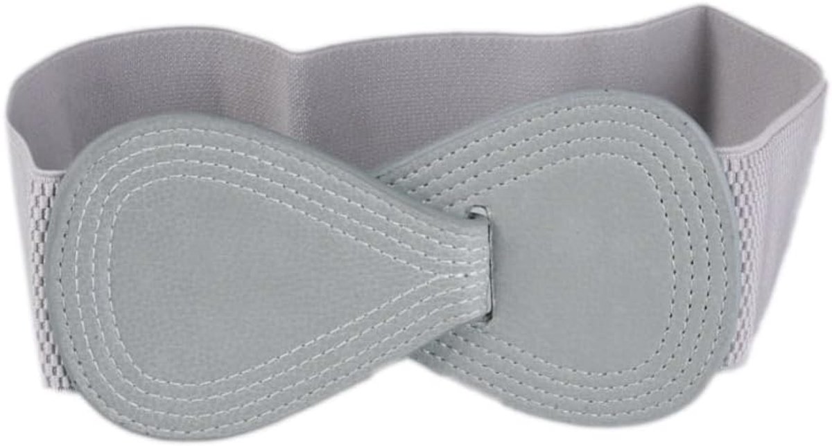 SnelShoppen - Dames Tailleband, Elastische Riem met Strik, Retro Tailleband, Brede Rekbare Tailleband, Strikriem voor Jas, Jurk, Windjack, Grijs, One