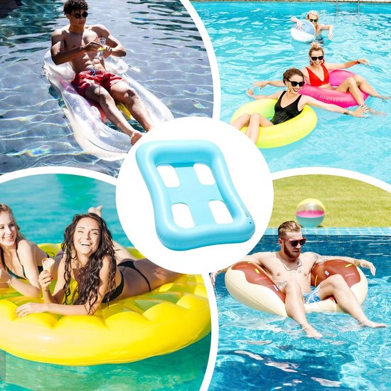 Opblaasbare Hangmat - Waterligstoel Vlot - Ontspannen op water - Geventileerde zonnebad-ondersteuning - 90 x 120 cm - Lichtblauw — afbeelding 4