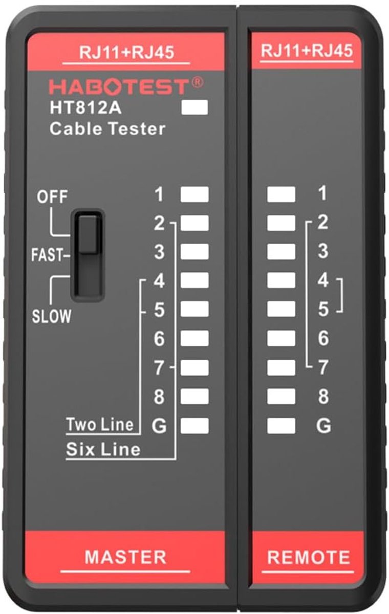 SnelShoppen - Netwerkkabeltester 2 In 1 Crystal Head Telefoon Netwerkkabel Pass-Through Detector voor 8P/6P/4P/2P LAN Kabel & RJ11 en RJ45 Telefoon Ka