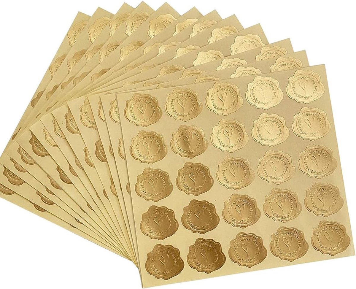 SnelShoppen - 300 Wax Seals Zelfklevende Hart Stickers voor Trouwaankondigingen, Wenskaarten, Feestjes, Aluminium Foil, 3.2 cm, Kleurvast, Perfecte Ve