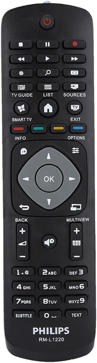SnelShoppen - Universele TV Afstandsbediening RM-L1220 met Laag Energieverbruik, Lange Bereikafstand, Multi-Functie en Grote Knoppen voor het Hele Gez