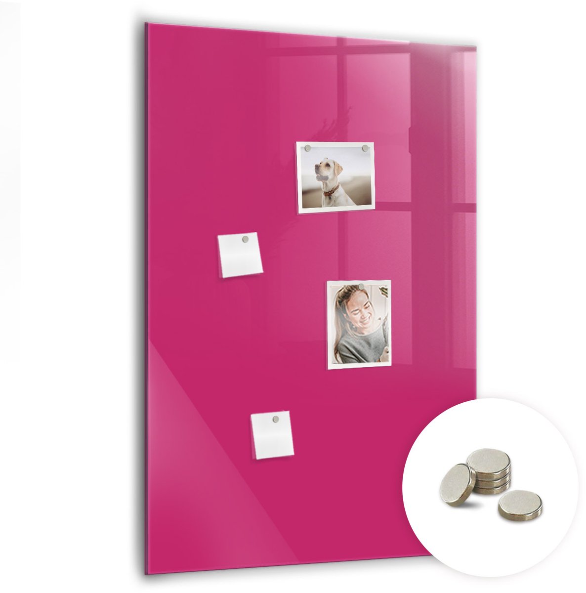 Coloray Glazen Magneetbord - Magnetisch Bord Boomstronken - 70x100 cm - Roze Magneetbord - Magnetic Board - Woonkamer Decoratie