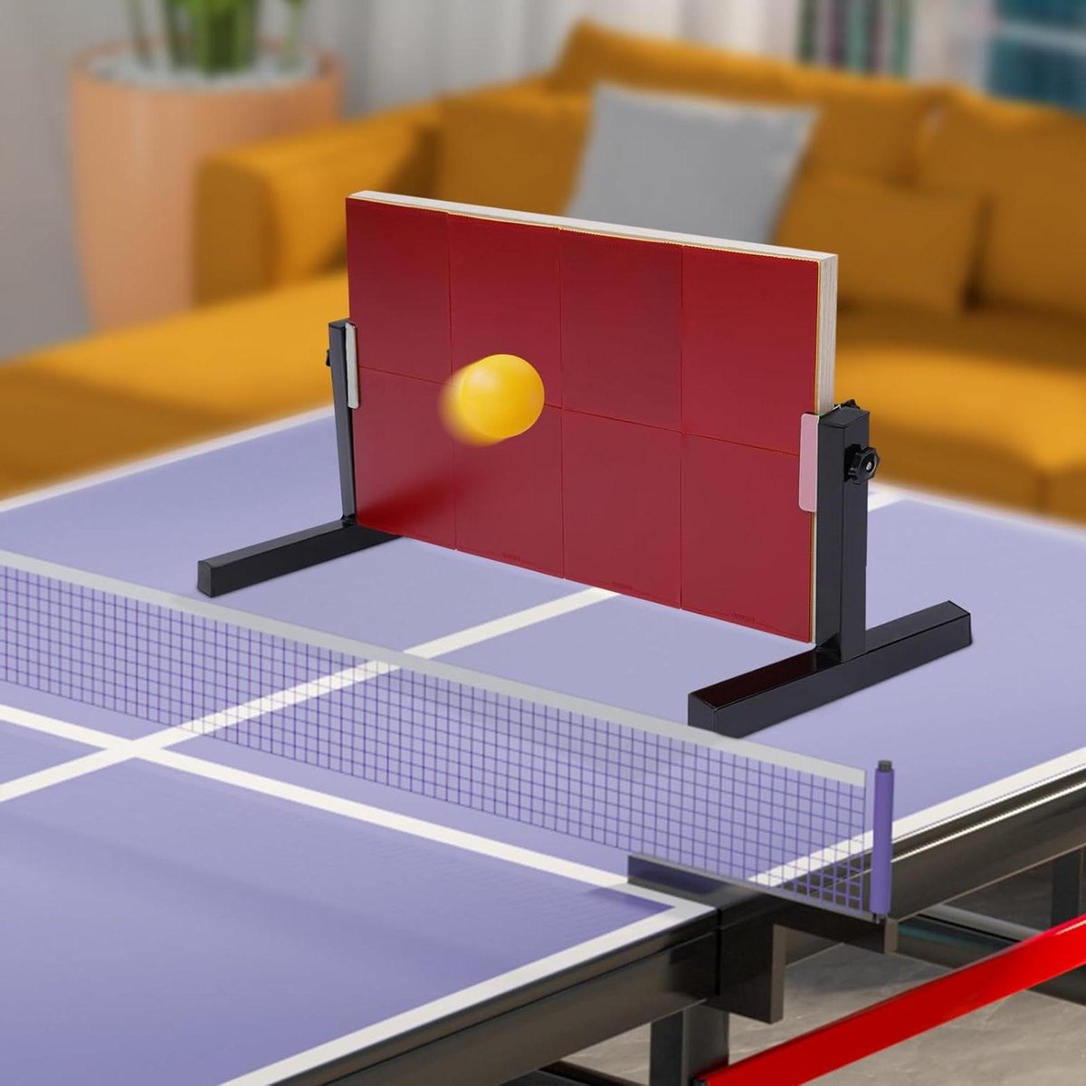 Tafeltennis Retourbord - Pingpong Oefenbord - Zelfstandig Trainen - 360° Hoekverstelling - 66 x 33 cm - Rood