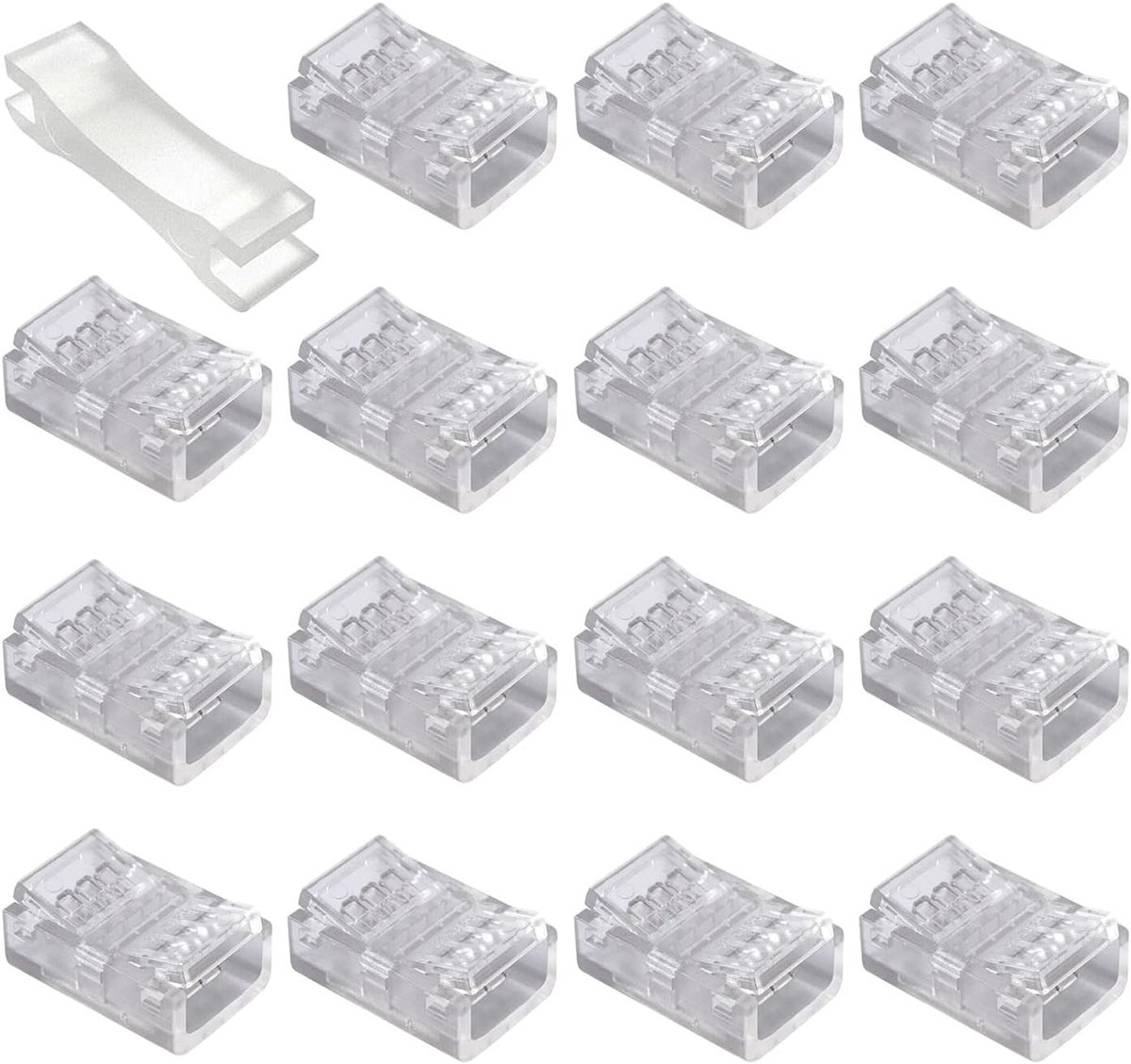 GTIWUNG Pack of 15 4 Pin 10 mm LED Strip Connector, LED Seamless Plug, Quick Connector, No Stripping, for - ShopVlot