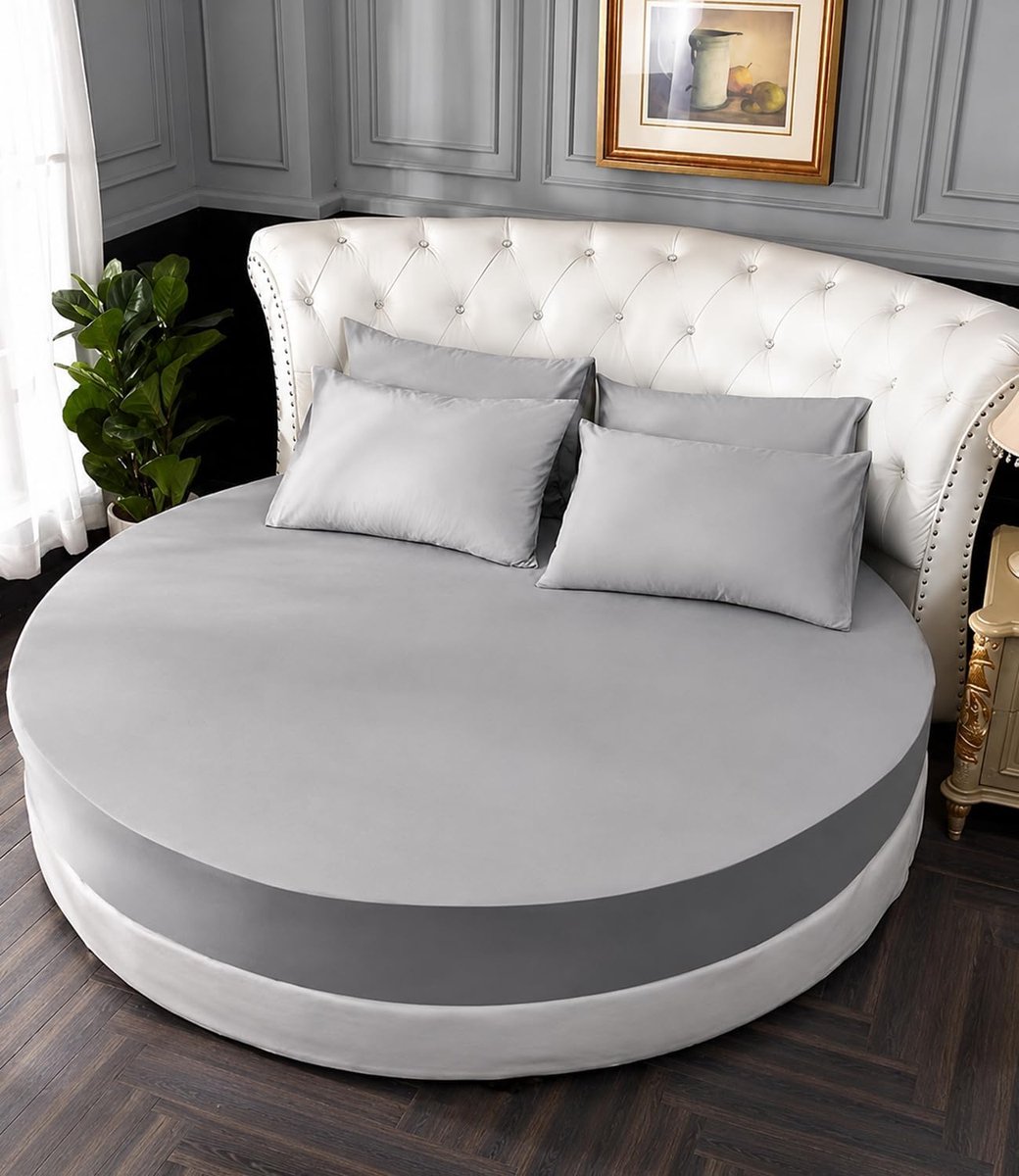 SnelShoppen - Fitted Sheet Katoen voor Eenpersoons Super King Bed, Zacht Effen Kleur Rond Hoofdeinde, Wasbaar en Onderhoudsvriendelijk voor Thema Hote
