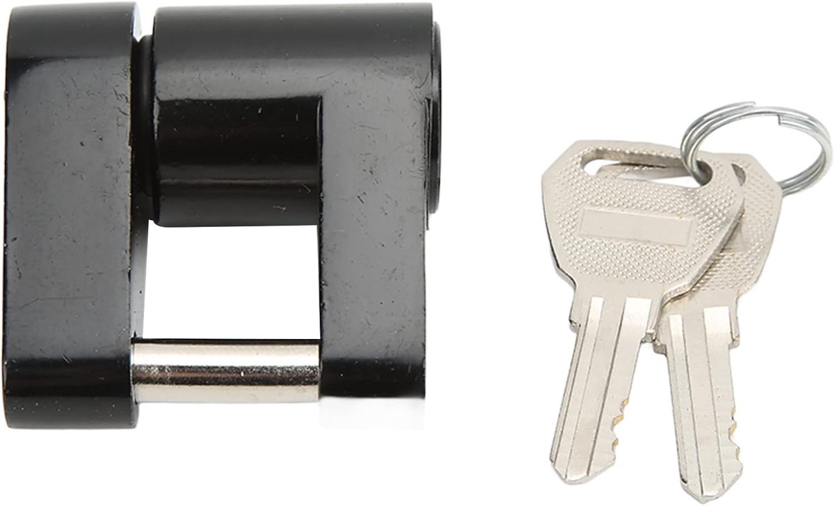 SnelShoppen - Trailer Lock, Towbar Slot, 1/4 Inch Zinklegering Antidiefstal Beveiliging, Trekhaak Slot met 2 Sleutels voor Caravan, Vrachtwagen, Motor