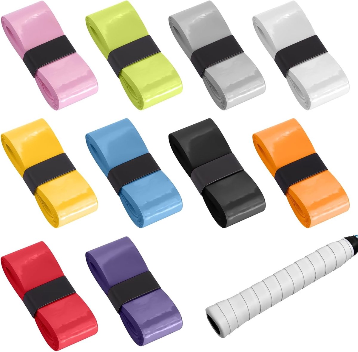 10 Stuks Zelfklevende Grip Tape voor Tennisrackets en Badminton, Non-Slip Overgrip, Kleurige Gripband voor Sportrackets, Ideaal voor Squash en Training