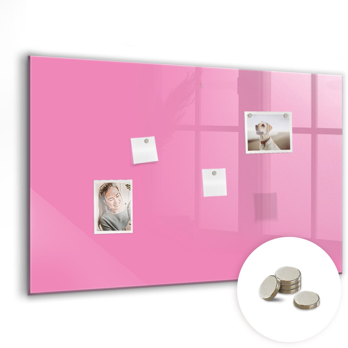 Coloray Glazen Magneetbord - Magnetisch Bord Goudgele kleur - 90x60 cm - Roze Magneetbord - Magnetic Board - Wanddecoratie