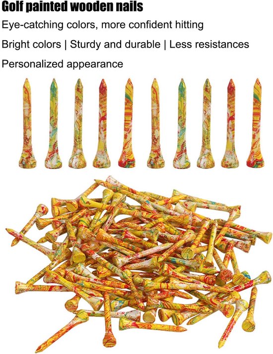 Golf Tees Hout - Golf Ballen Ondersteuning - Golf Swing - Robuust Ontwerp - 54 mm - Kleurrijk van GOLF — afbeelding 5
